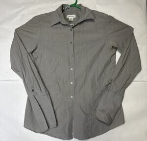 CALVIN KLEIN Grey Striped Shirt Long Sleeve Slim Fit Size 8